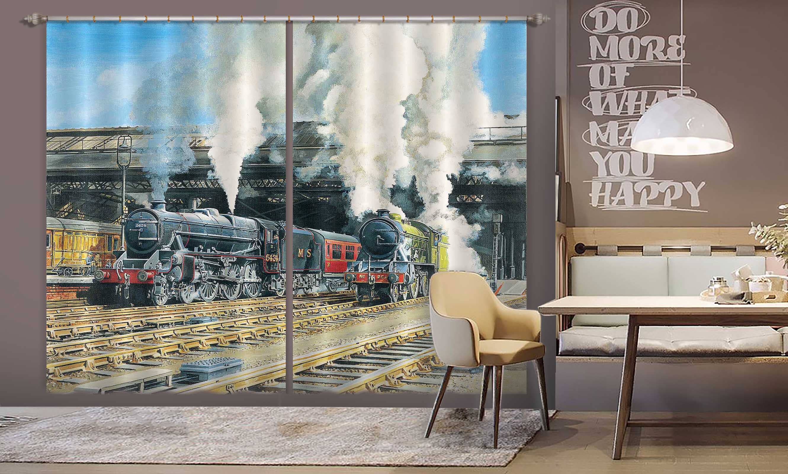 3D Full Steam Ahead 064 Trevor Mitchell Curtain Curtains Drapes Curtains AJ Creativity Home