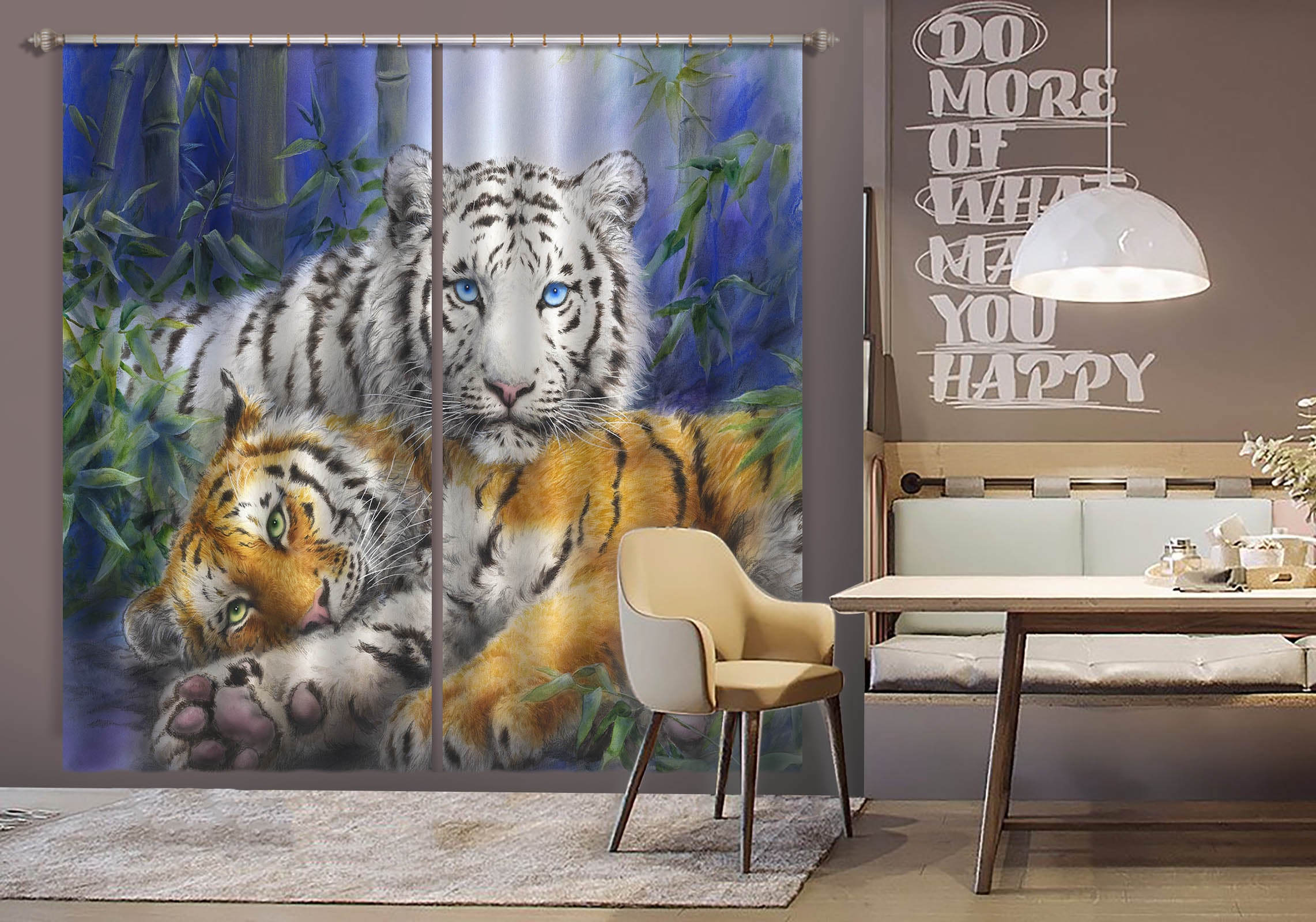 3D Bamboo Tiger 9001 Kayomi Harai Curtain Curtains Drapes