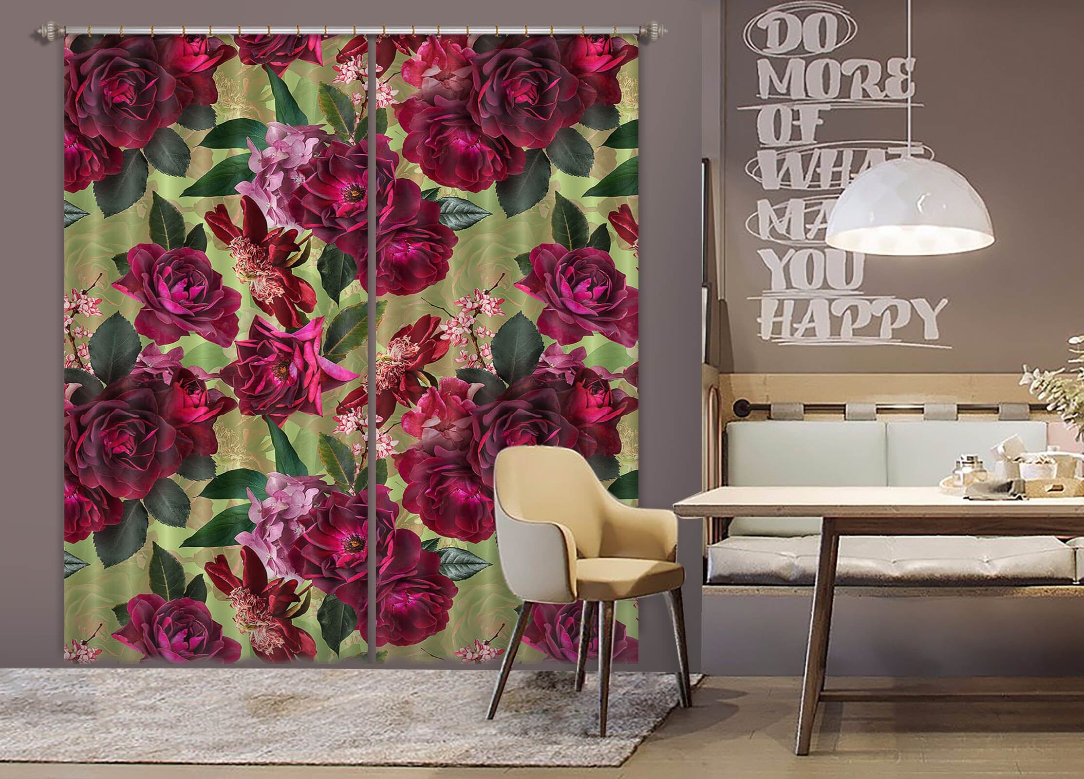 3D Purple Rose 163 Uta Naumann Curtain Curtains Drapes Curtains AJ Creativity Home