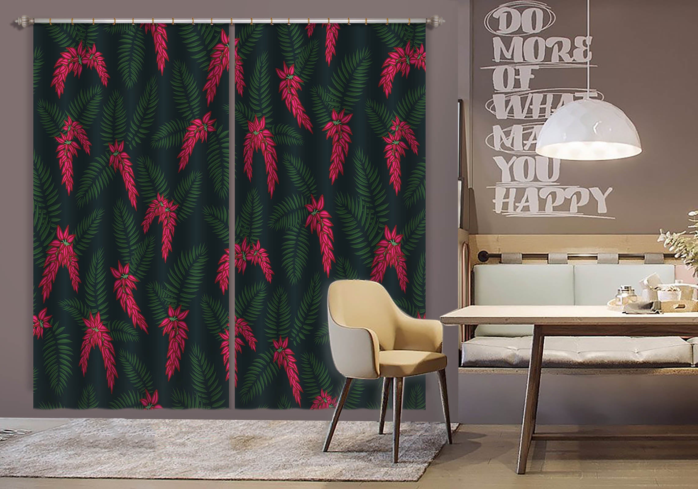 3D Red Floral Flowers Pattern 11158 Kashmira Jayaprakash Curtain Curtains Drapes