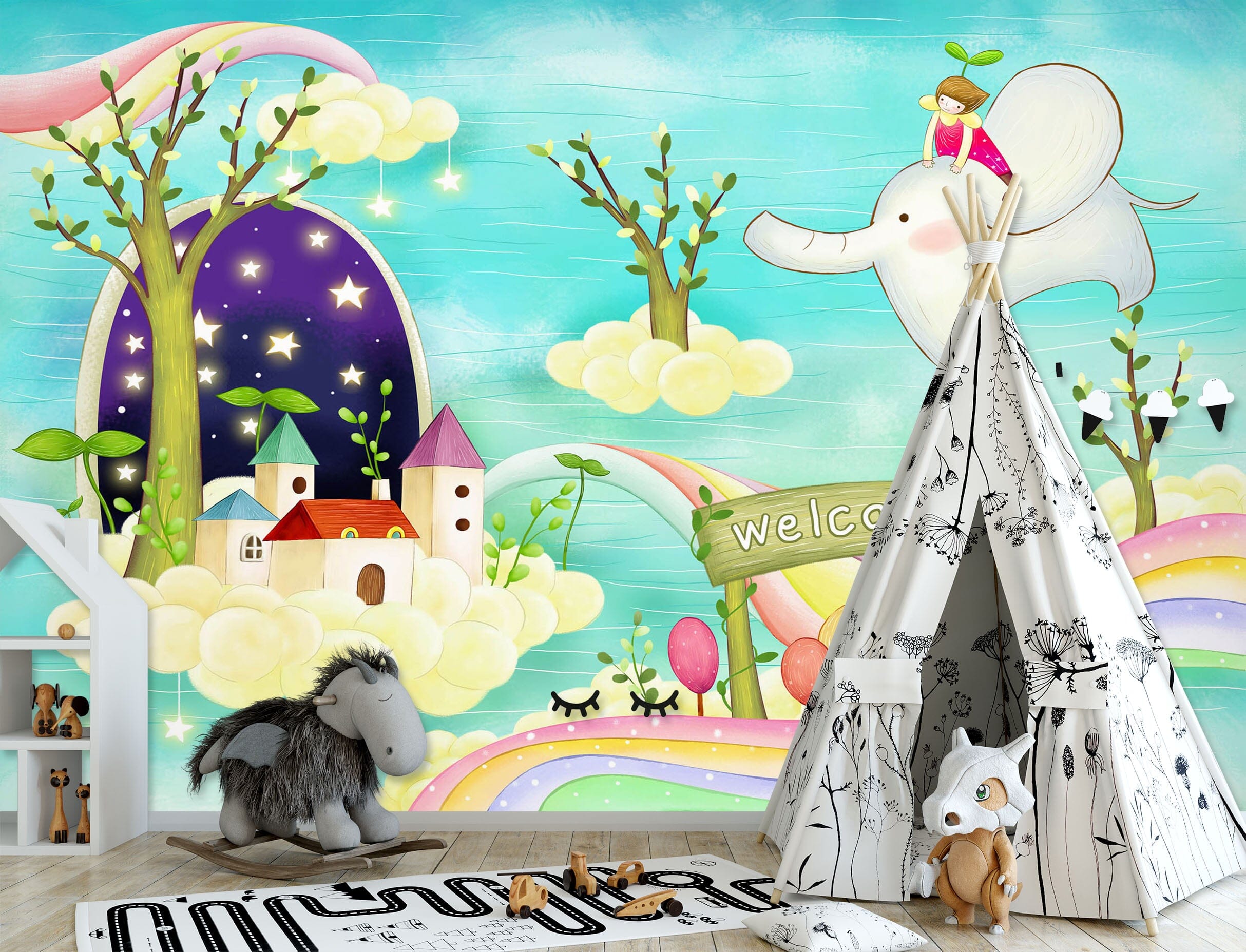 3D White Elephant 1650 Wall Murals Wallpaper AJ Wallpaper 2