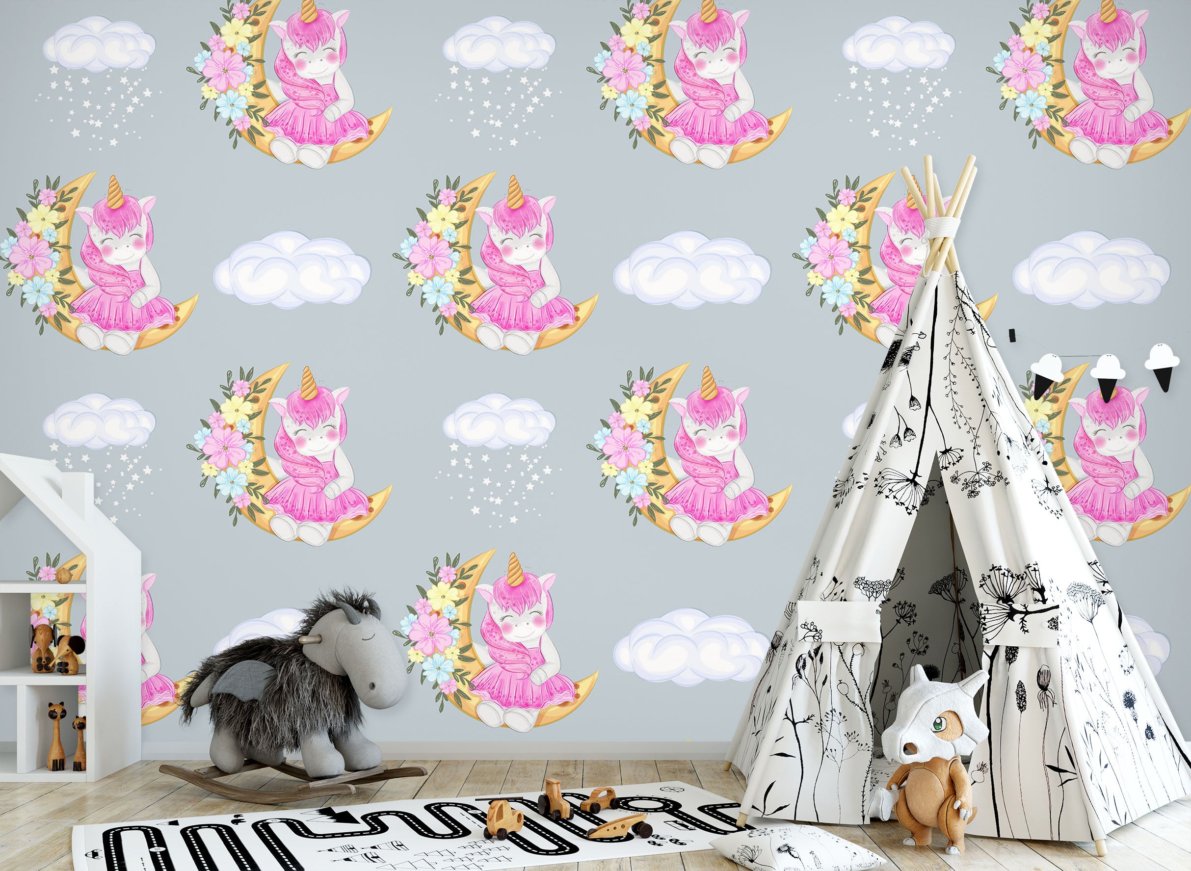 3D Moon Unicorn 58037 Wall Murals