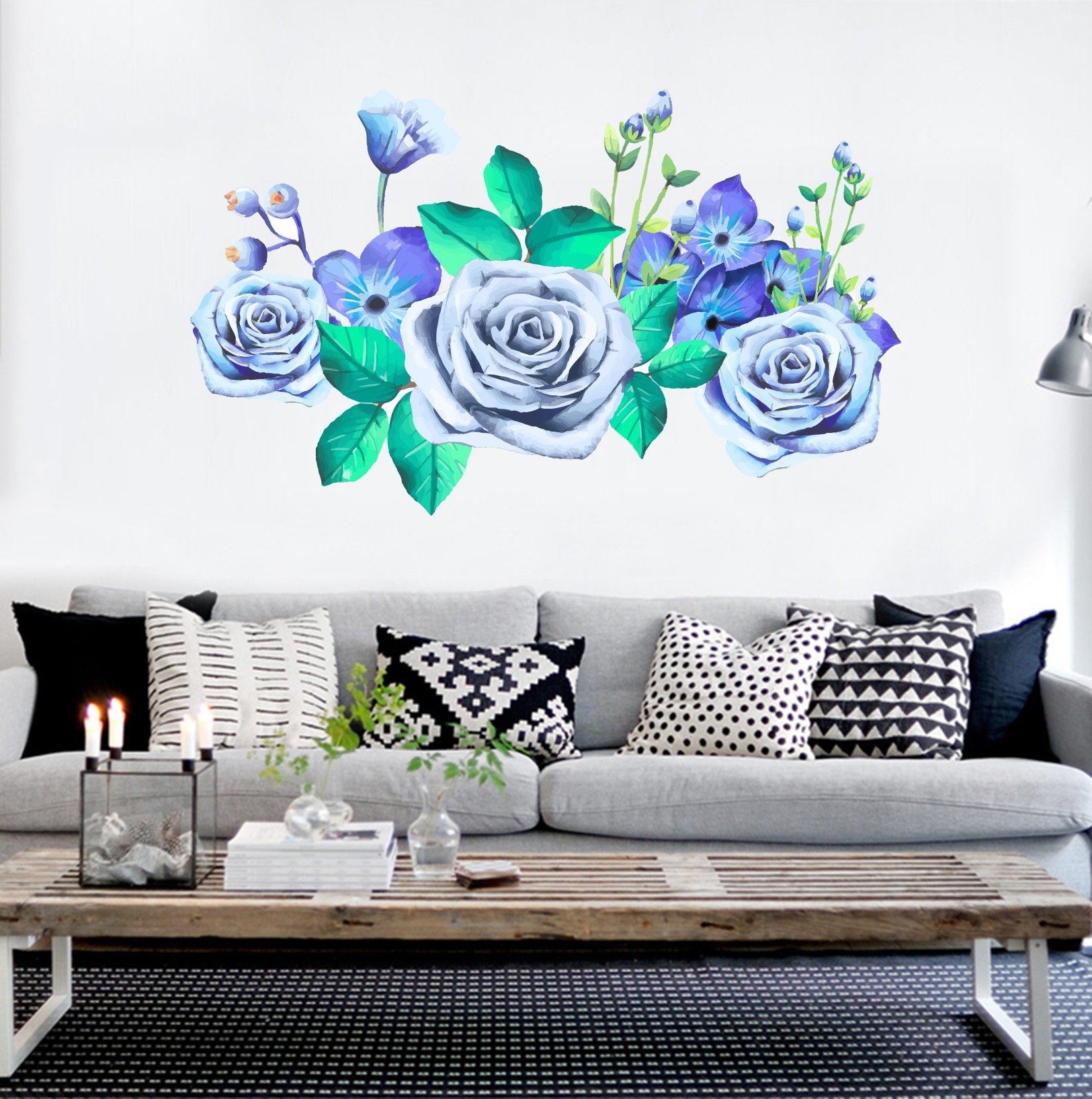 3D Blooming Flower Blueberry 101 Wall Stickers Wallpaper AJ Wallpaper