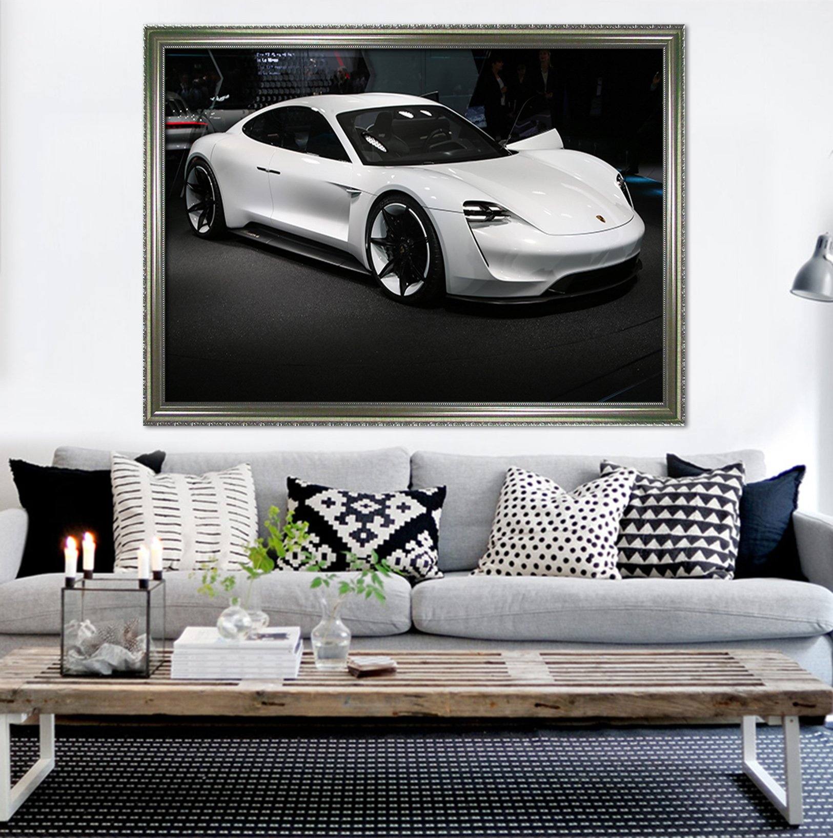 3D White Sports Car 186 Fake Framed Print Painting Wallpaper AJ Creativity Home