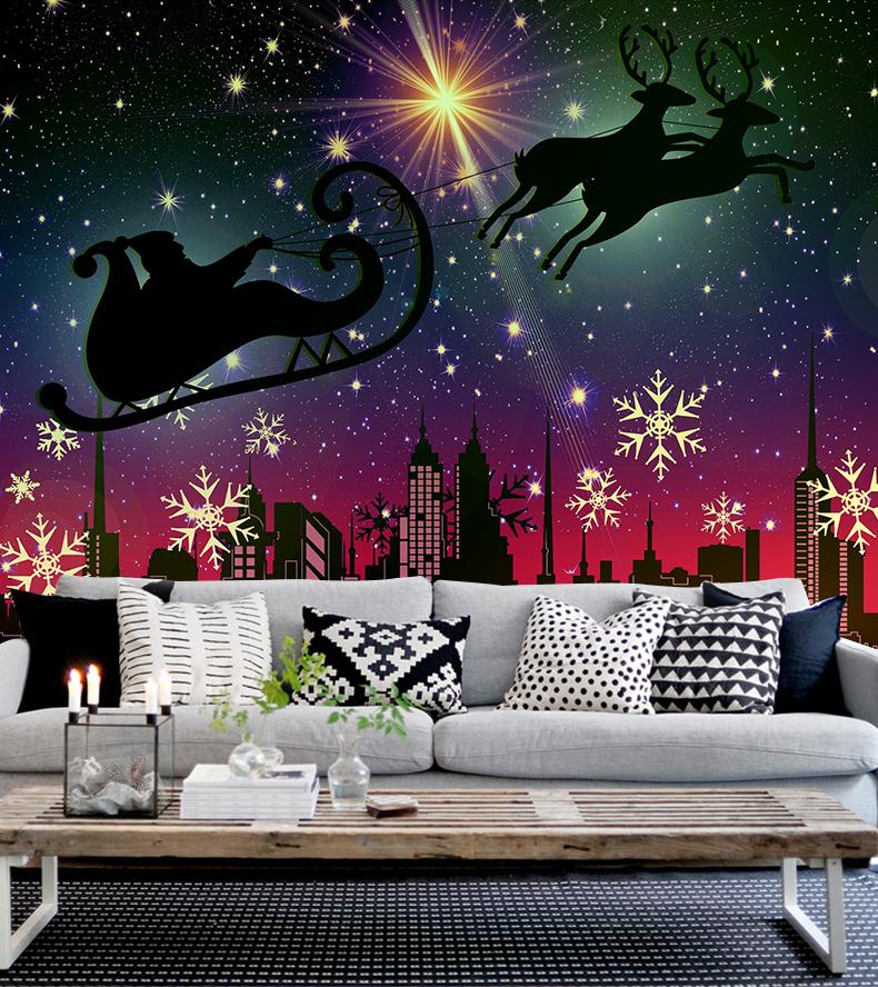 3D Star Sleigh 056 Wallpaper AJ Wallpaper