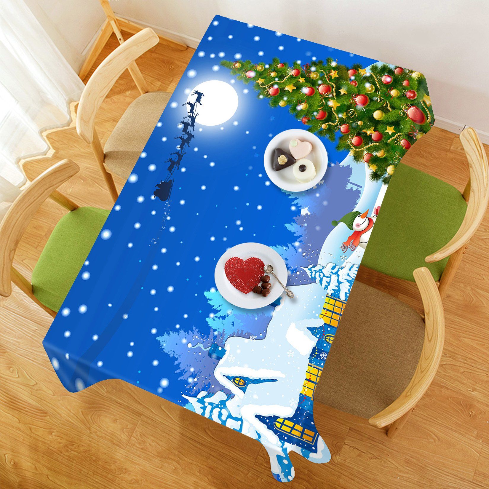 3D Christmas Ball Moon 13 Tablecloths Tablecloths AJ Creativity Home