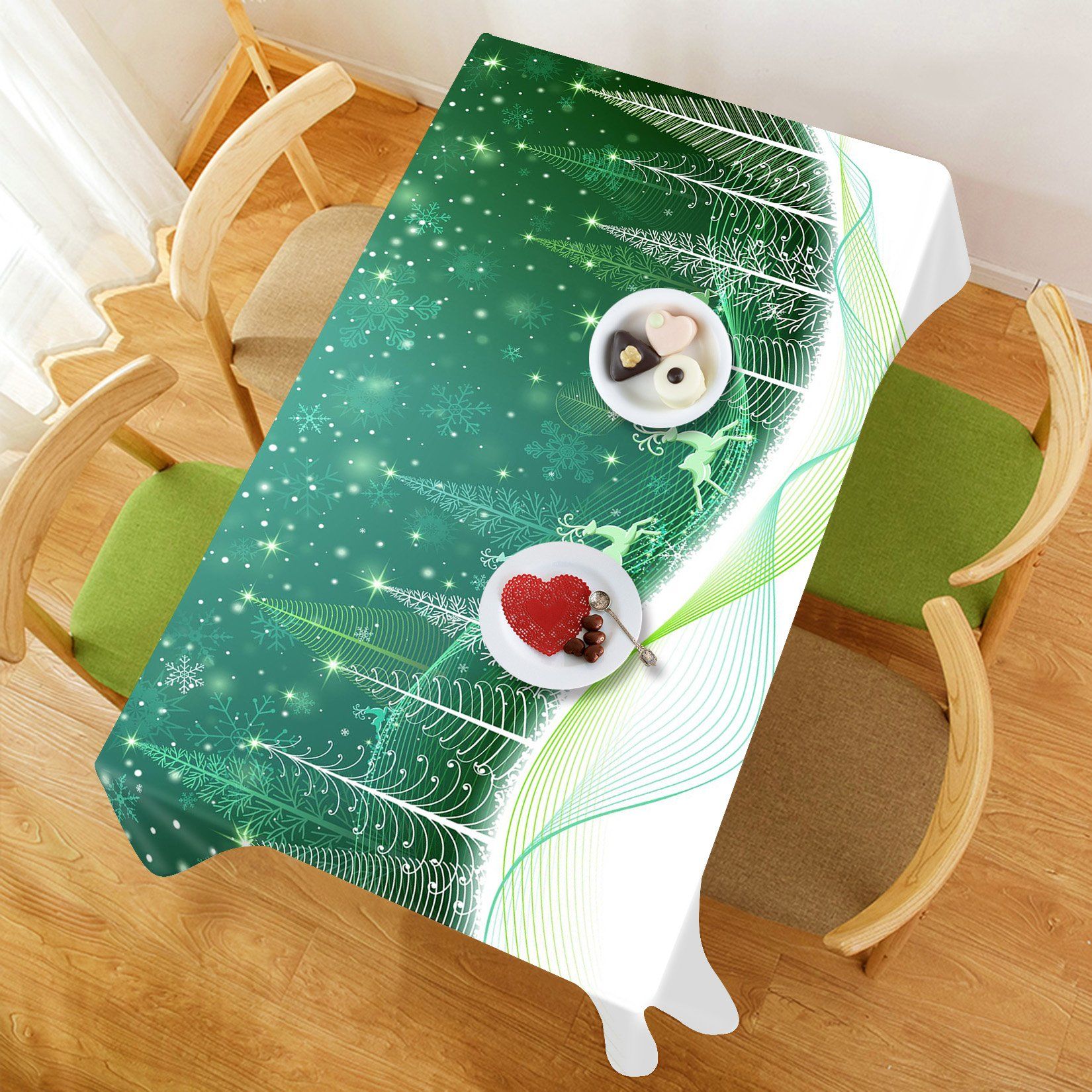 3D Deer Running Slope 8 Tablecloths Tablecloths AJ Creativity Home