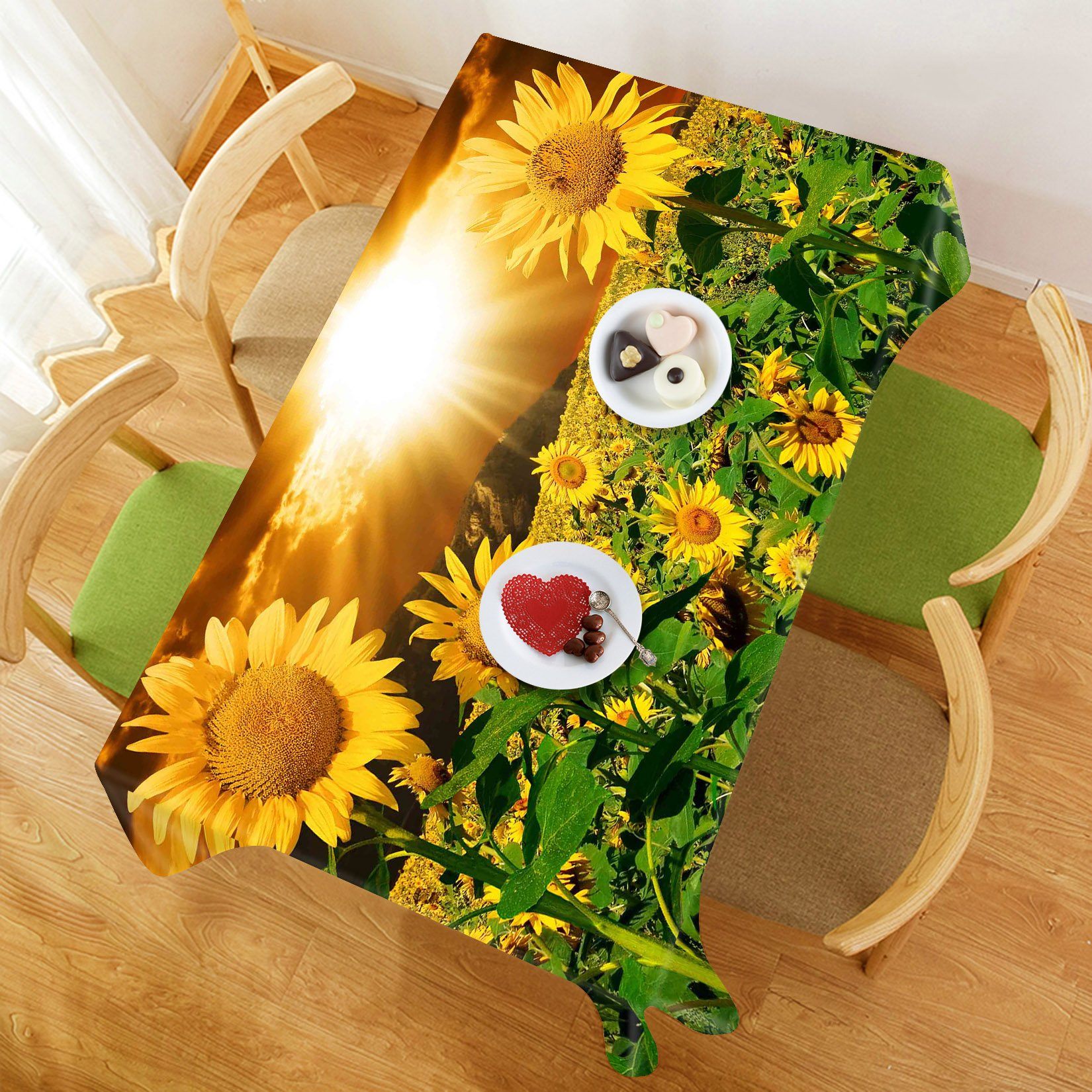 3D Sunflowers Field 396 Tablecloths Wallpaper AJ Wallpaper