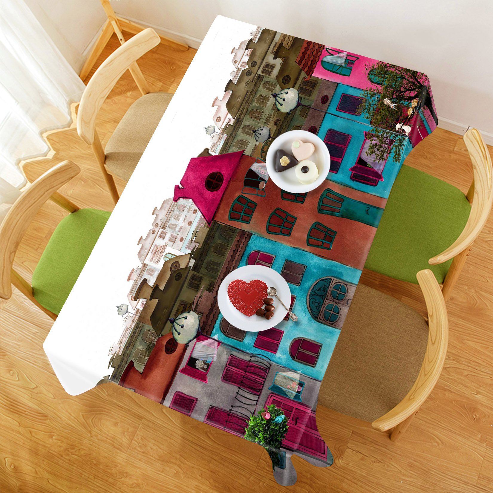 3D Lovely Houses Painting 742 Tablecloths Wallpaper AJ Wallpaper