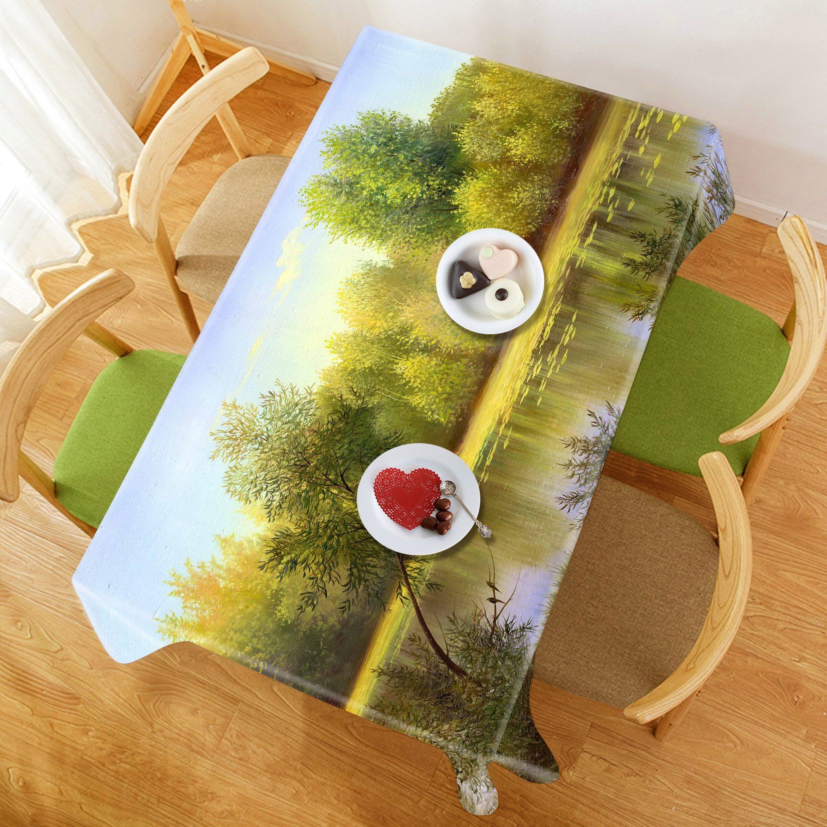 3D Green Lake Scenery 814 Tablecloths Wallpaper AJ Wallpaper