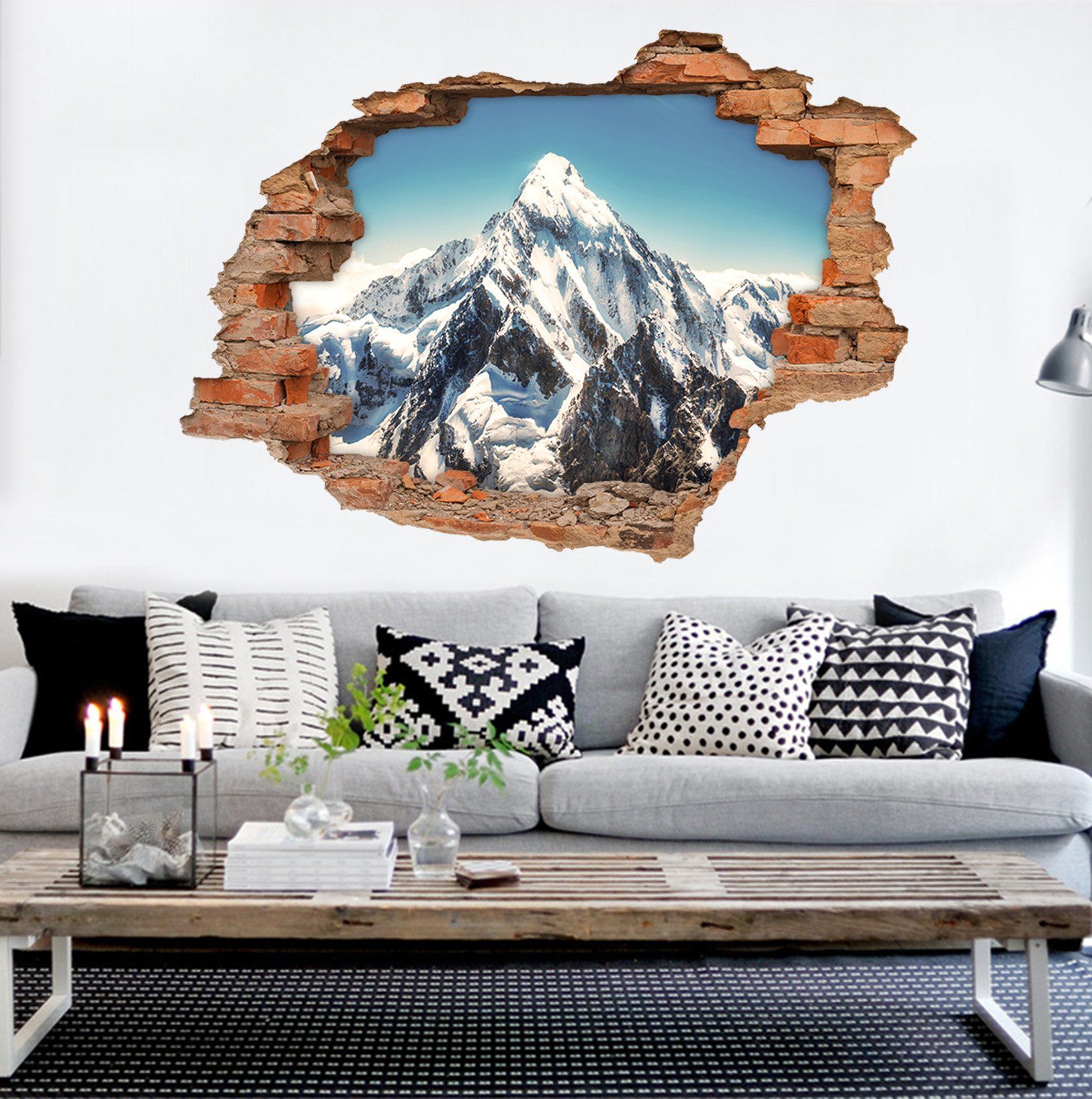 3D Snow Mountains Peak 220 Broken Wall Murals Wallpaper AJ Wallpaper