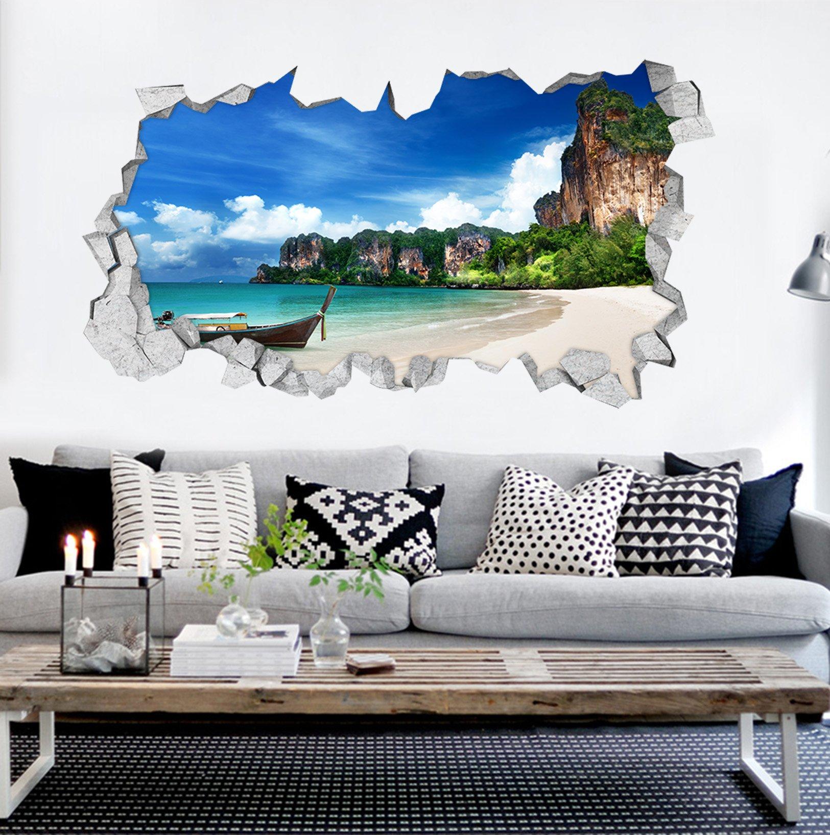 3D Tropical Beach 335 Broken Wall Murals Wallpaper AJ Wallpaper