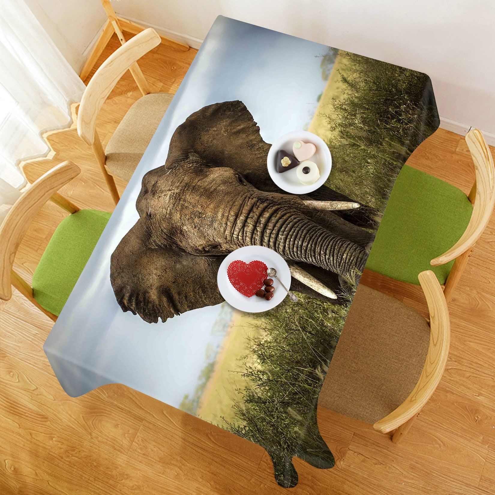 3D Wilderness Elephant 368 Tablecloths Wallpaper AJ Wallpaper