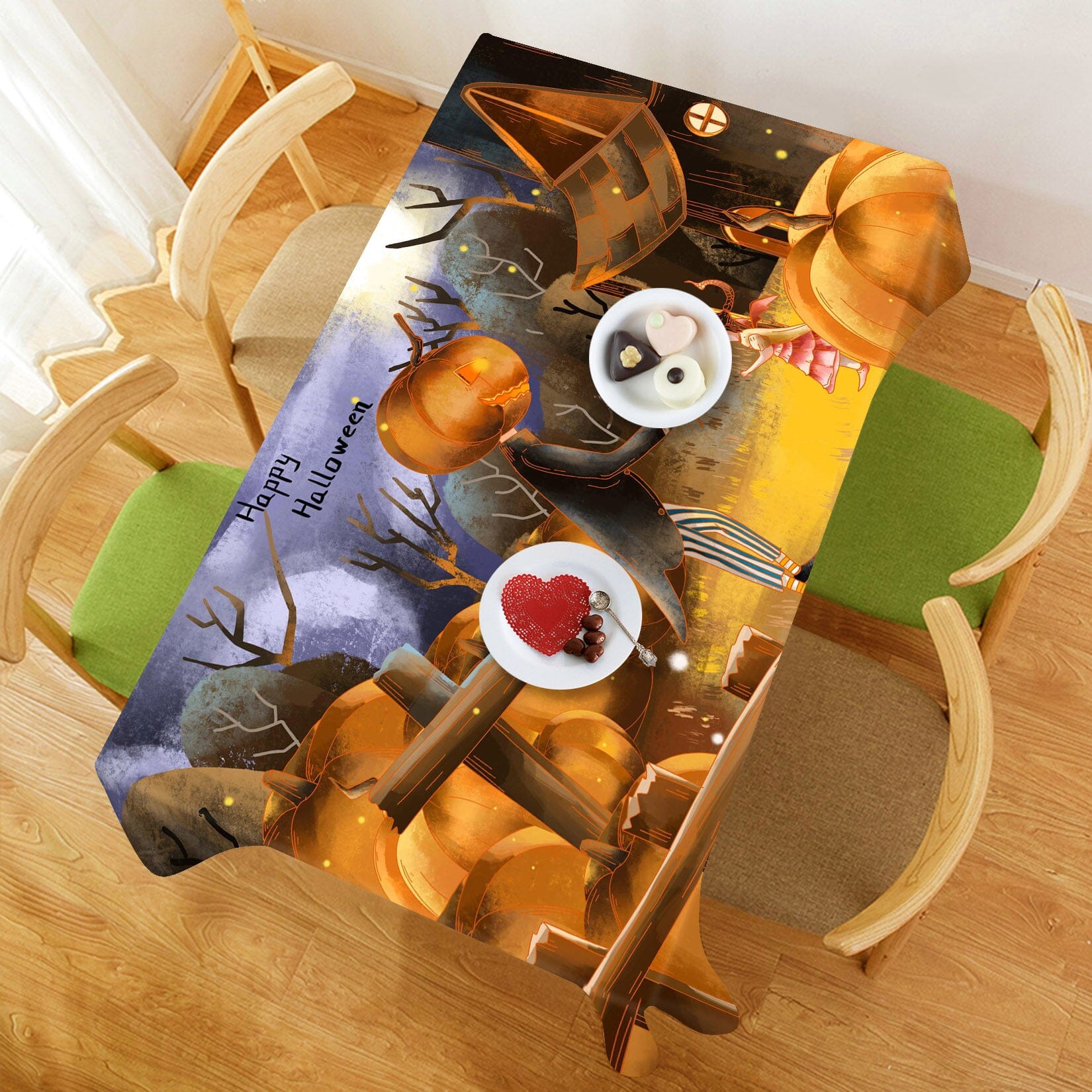 3D Pumpkin Man Girl 050 Halloween Tablecloths Wallpaper AJ Wallpaper