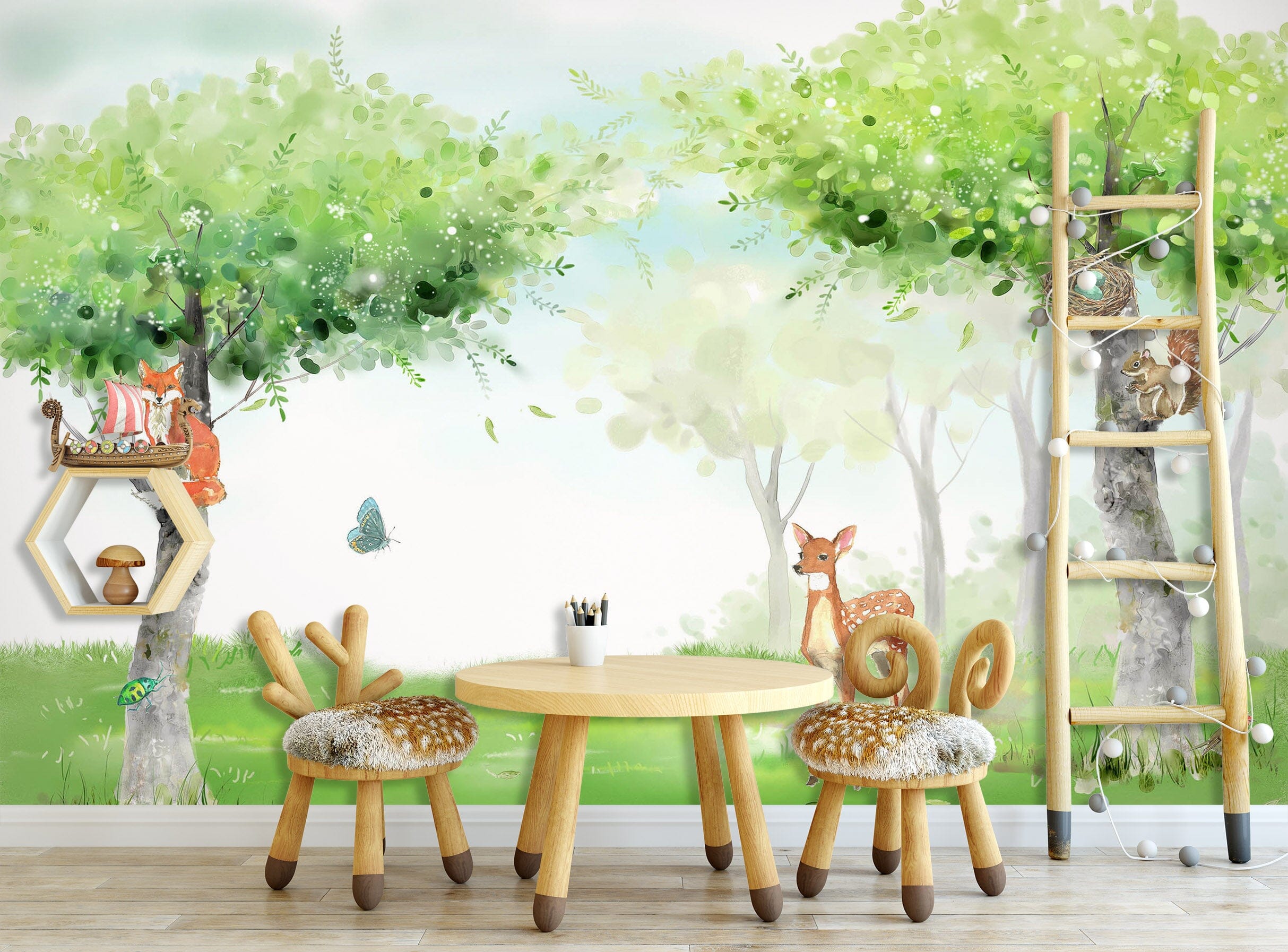 3D Forest Fawn 1728 Wall Murals Wallpaper AJ Wallpaper 2