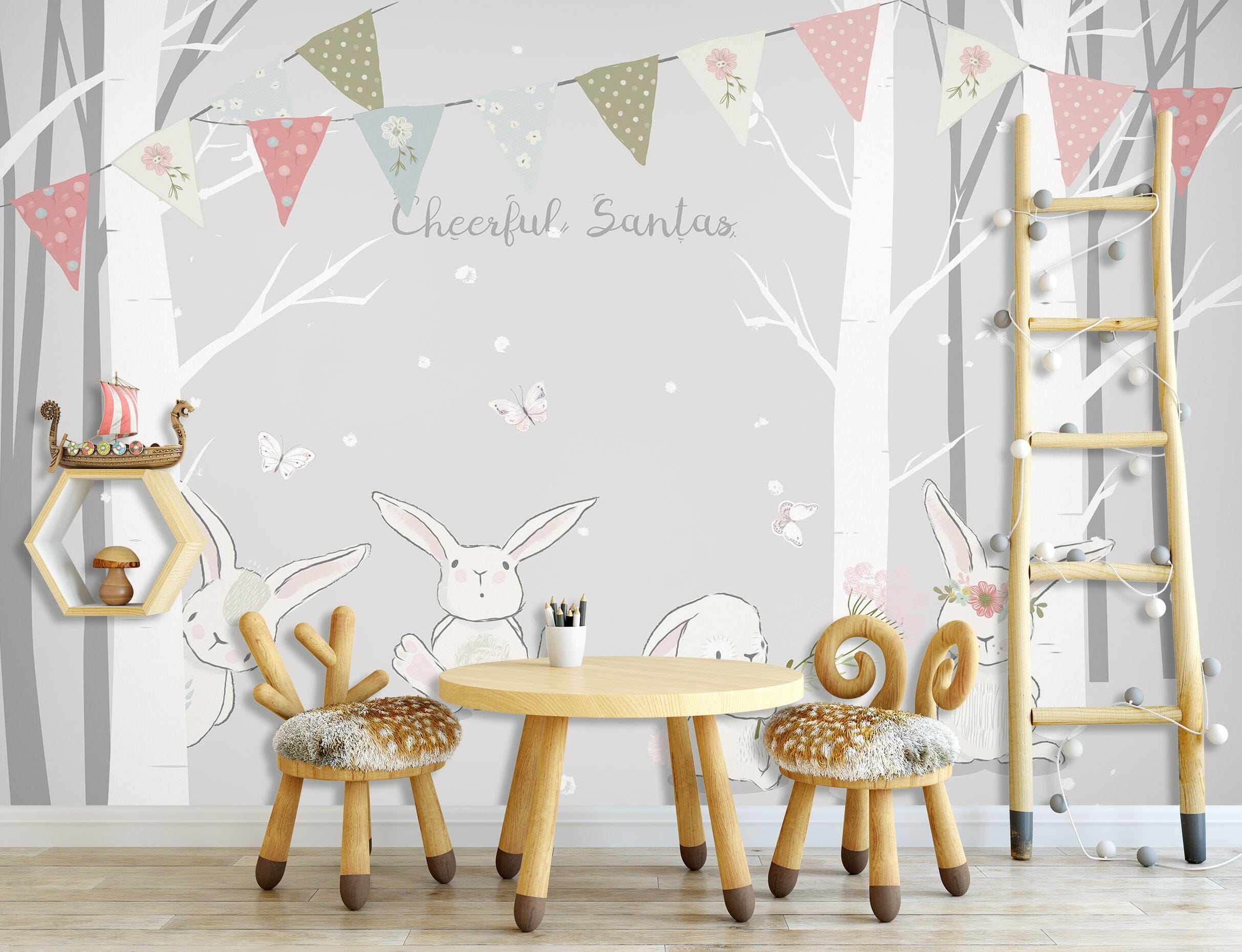 3D Woods White Rabbit 1683 Wall Murals Wallpaper AJ Wallpaper 2