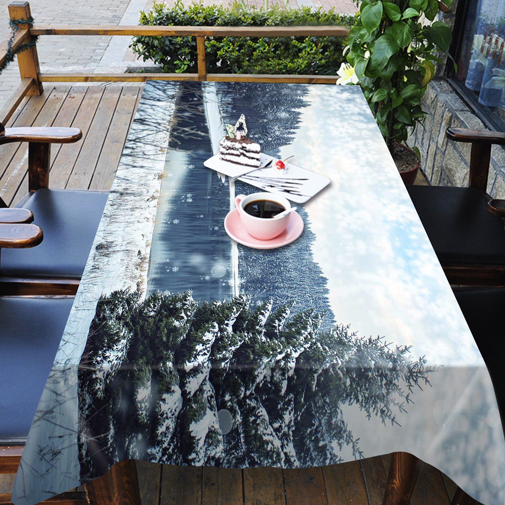 3D Snowing Forest Lake 565 Tablecloths Wallpaper AJ Wallpaper