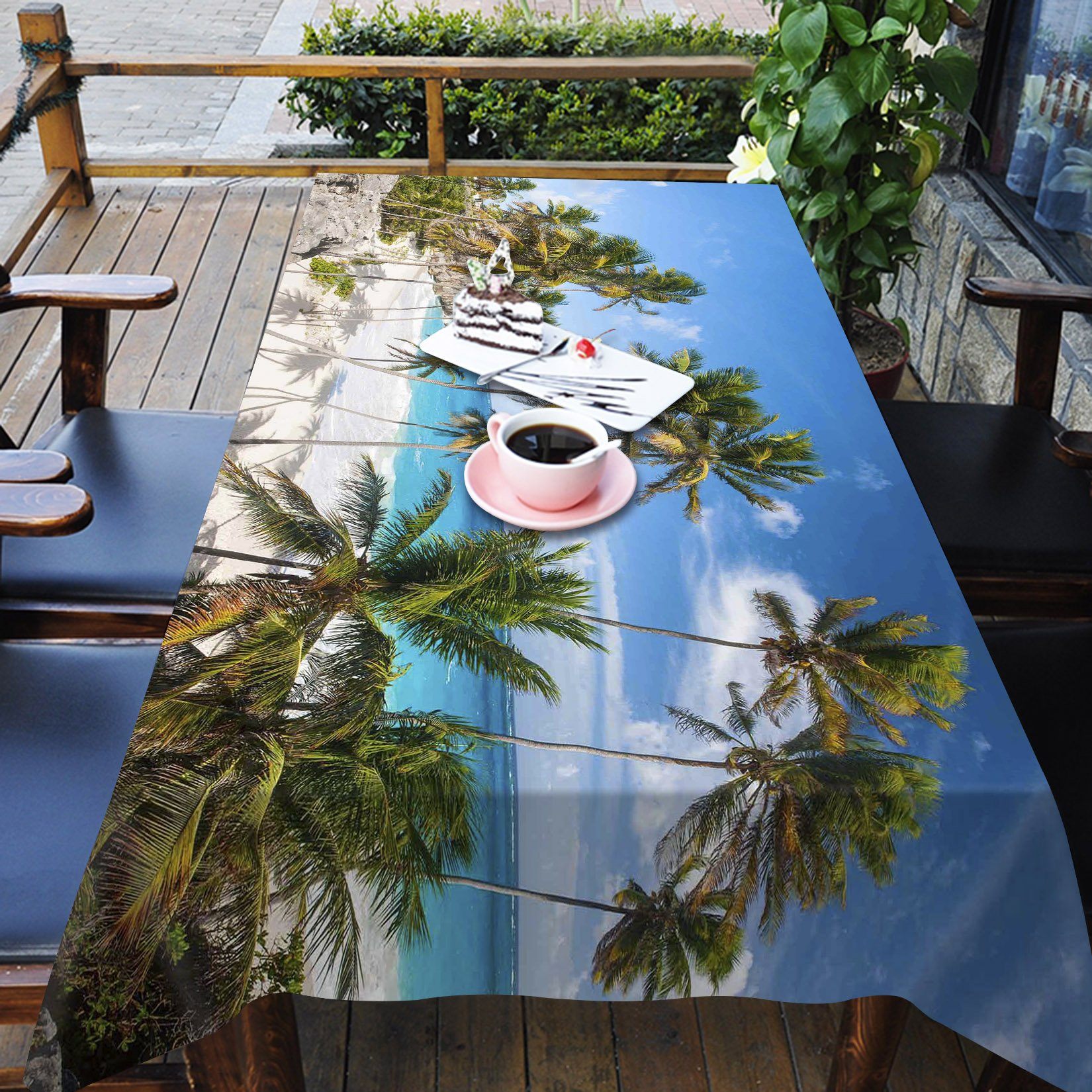 3D Beach Coconut Trees 58 Tablecloths Wallpaper AJ Wallpaper