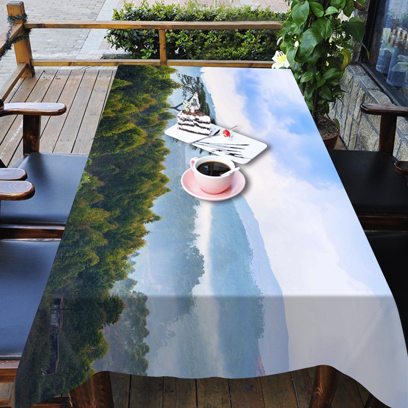 3D Misty Mountains 698 Tablecloths Wallpaper AJ Wallpaper