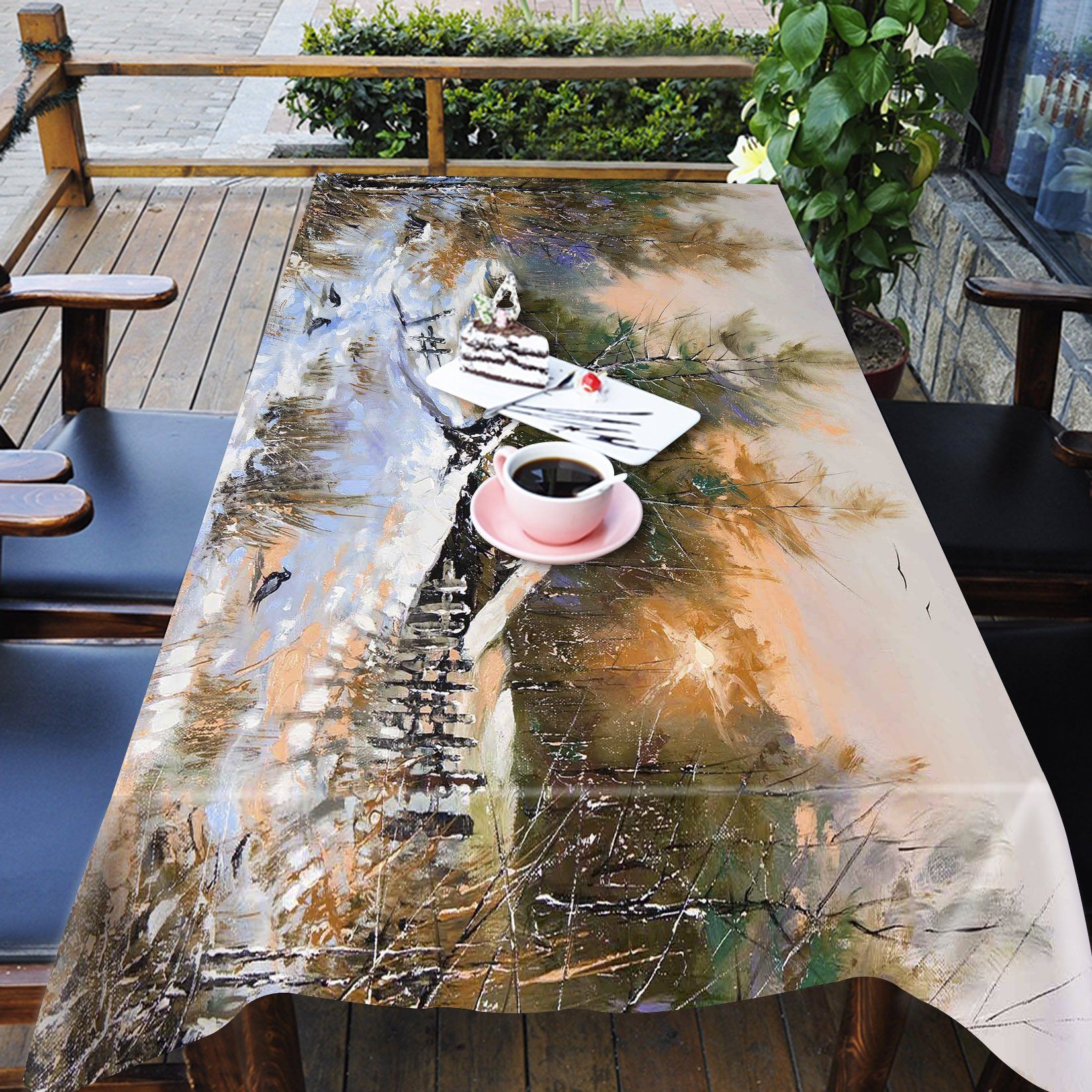 3D Snow Scenery Painting 833 Tablecloths Wallpaper AJ Wallpaper