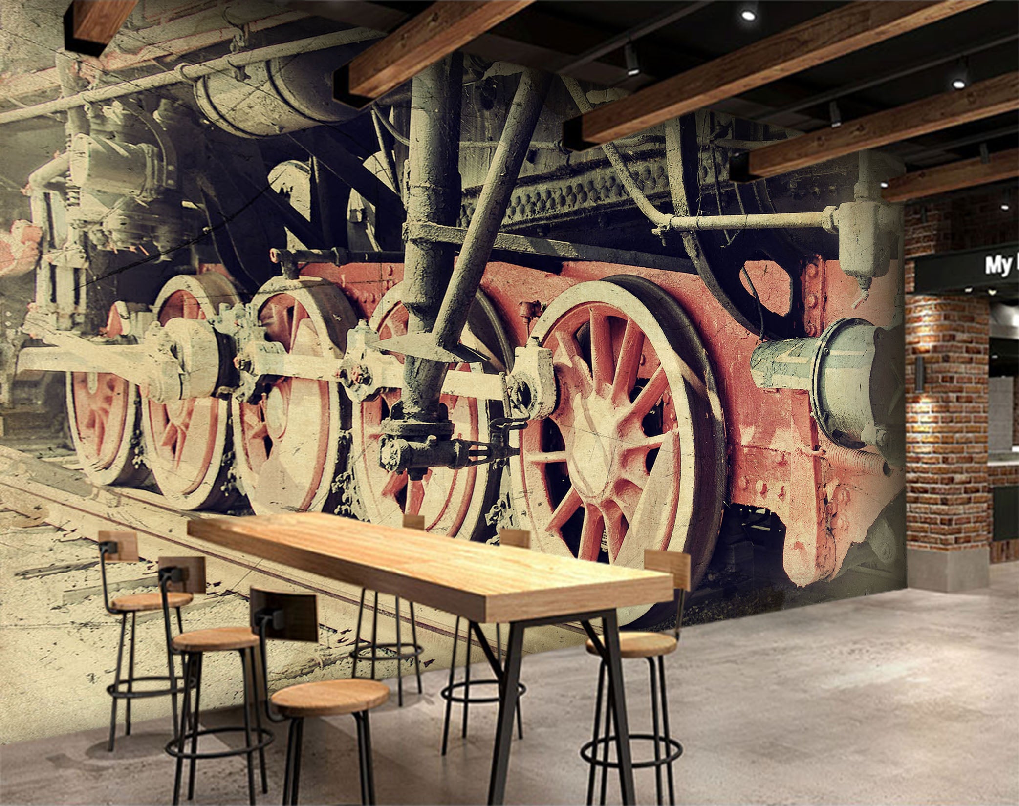 3D Vintage Train 163 Vehicle Wall Murals