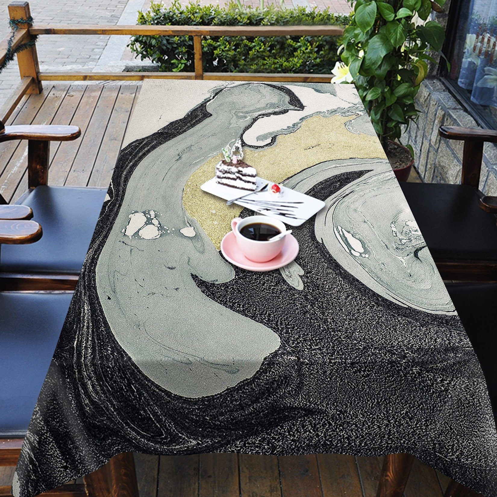 3D Black Turbulence 91 Tablecloths Wallpaper AJ Wallpaper