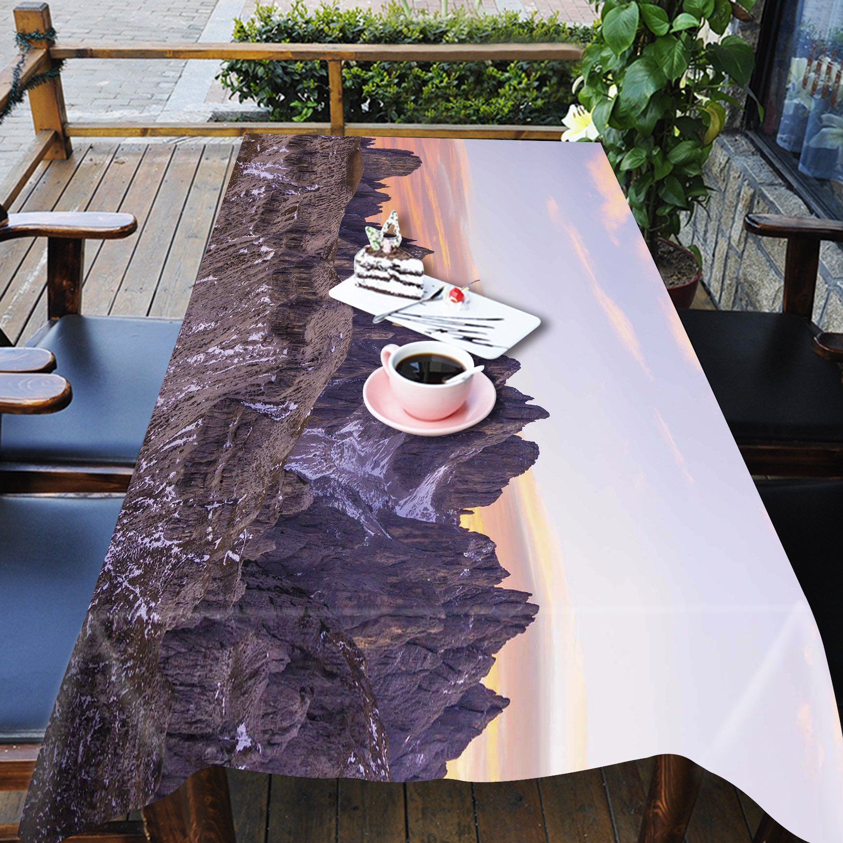 3D Stone Mountain Sunset 801 Tablecloths Wallpaper AJ Wallpaper