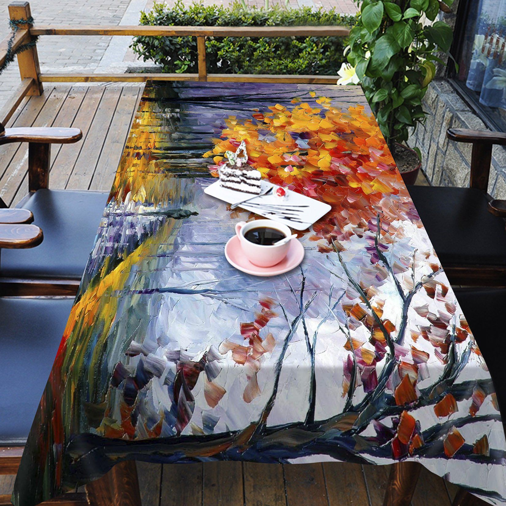 3D Oil Painting Trees 1 Tablecloths Wallpaper AJ Wallpaper