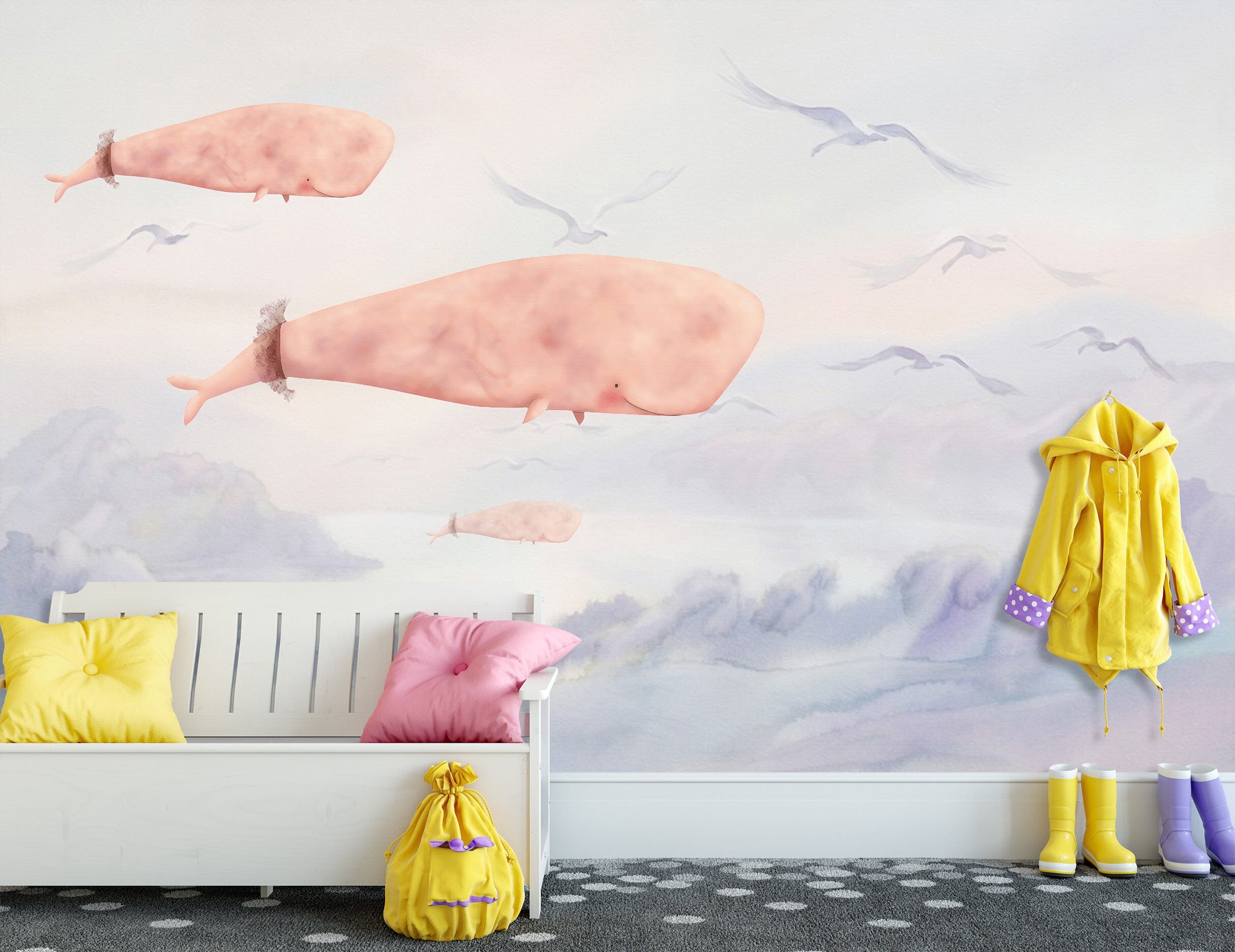 3D Pink Whale 1431 Wall Murals Wallpaper AJ Wallpaper 2