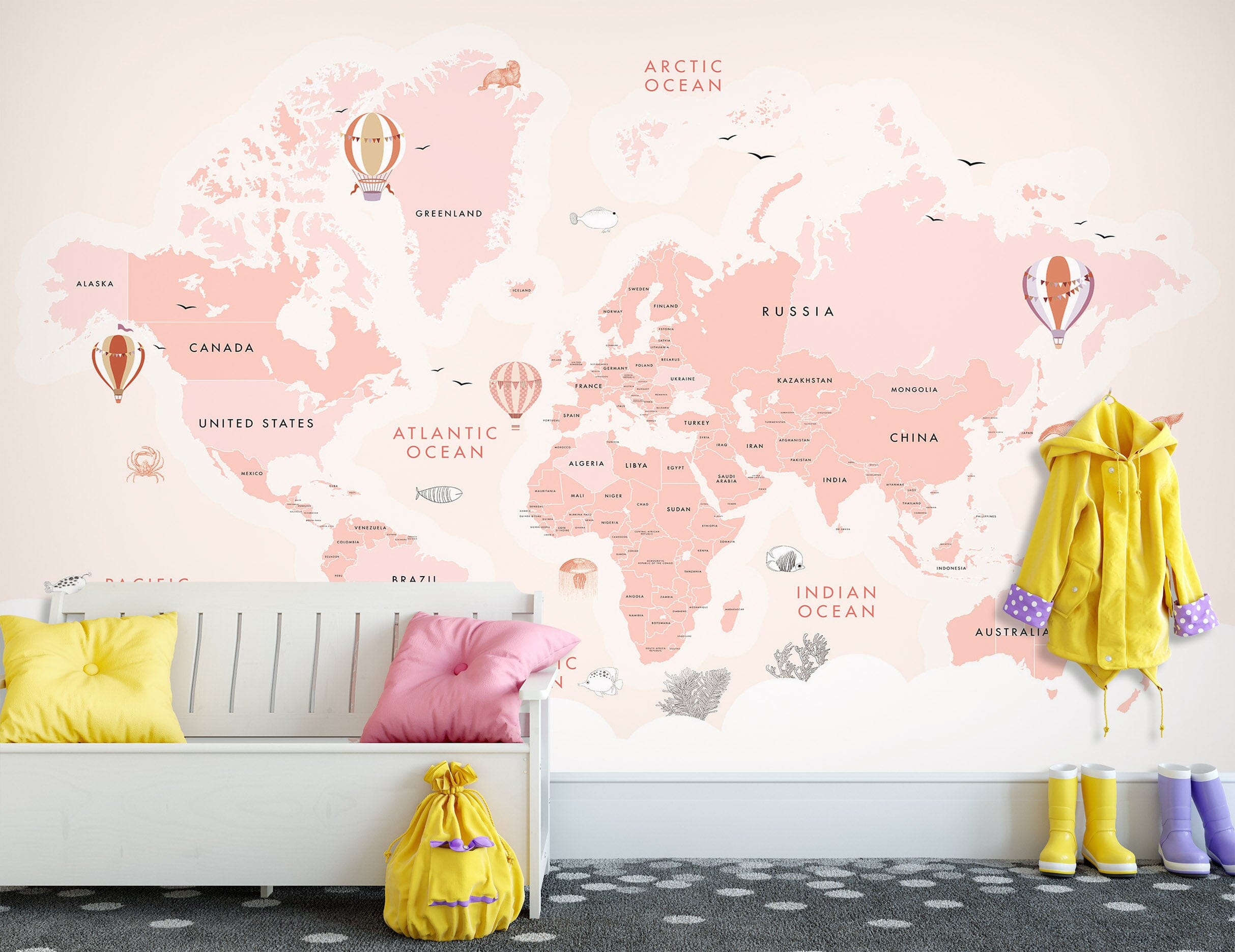 3D Pink Map 1442 Wall Murals Wallpaper AJ Wallpaper 2