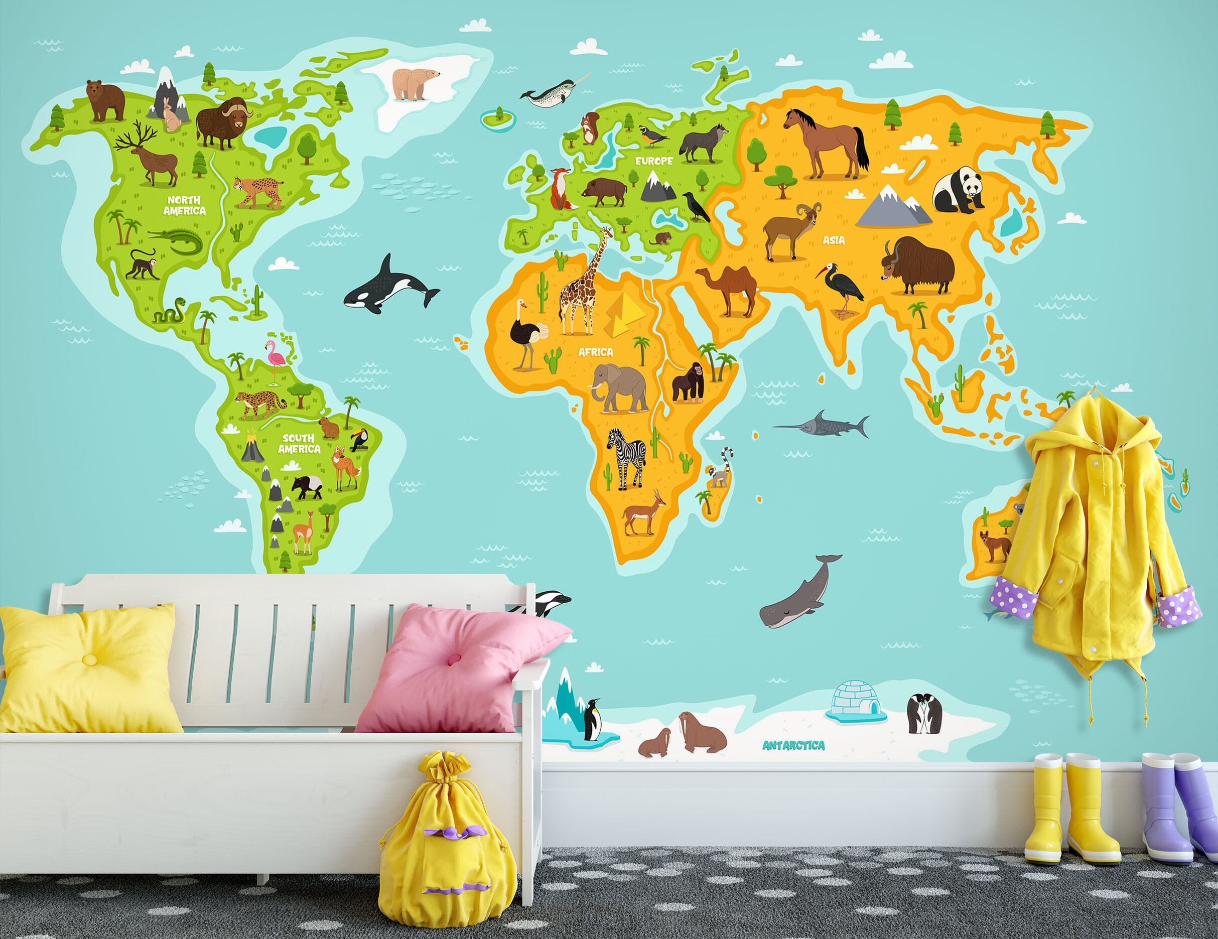 3D Colored Island 2162 World Map Wall Murals Wallpaper AJ Wallpaper 2