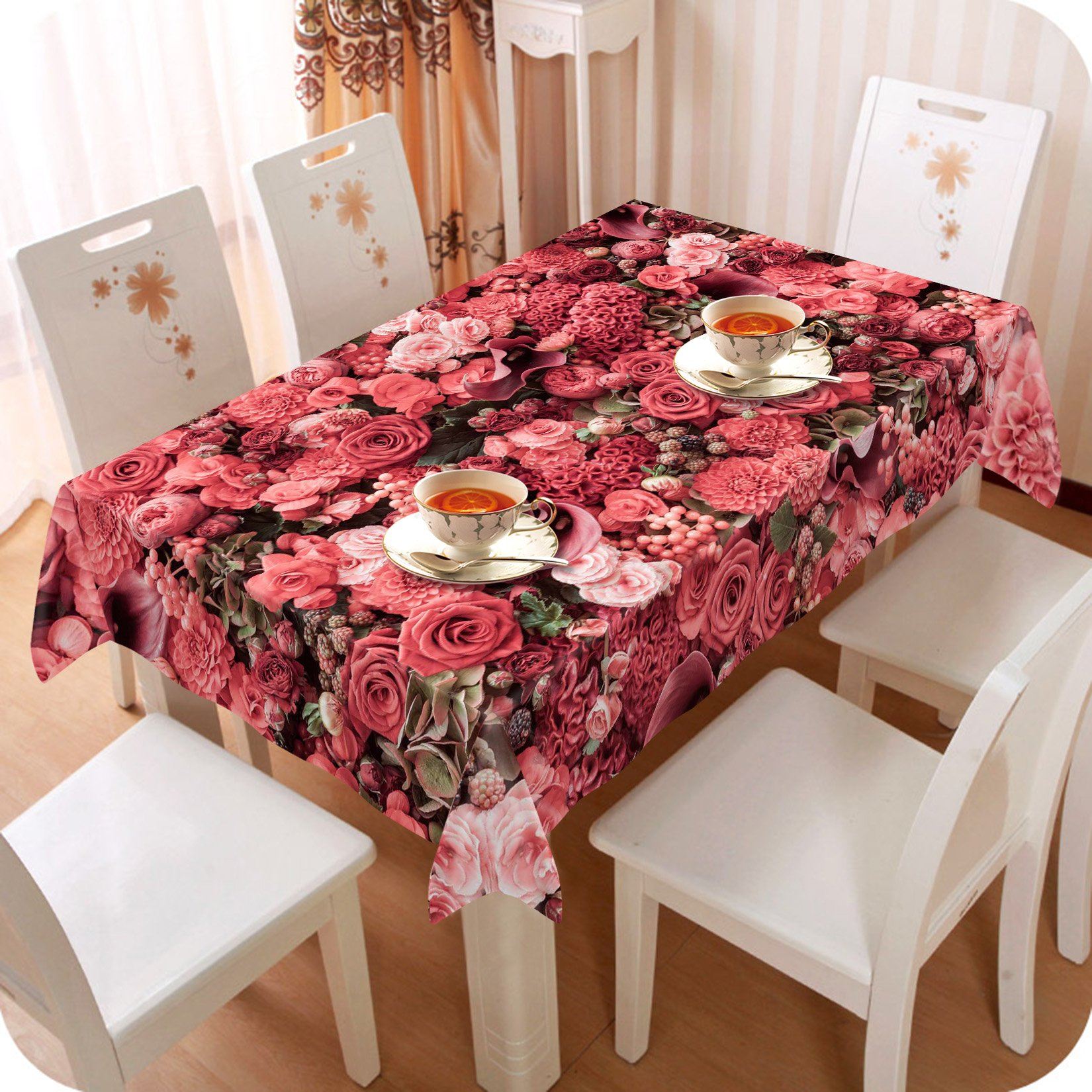 3D Flowers Wall 685 Tablecloths Wallpaper AJ Wallpaper