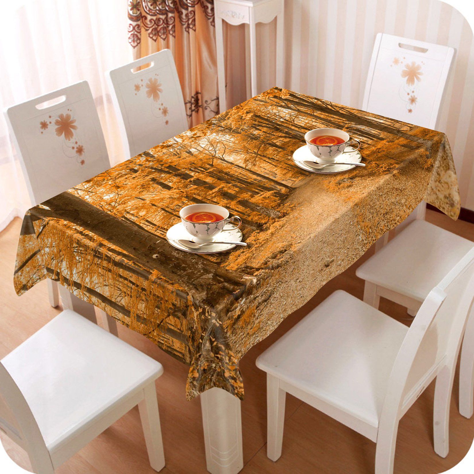 3D Orange Forest Path 446 Tablecloths Wallpaper AJ Wallpaper