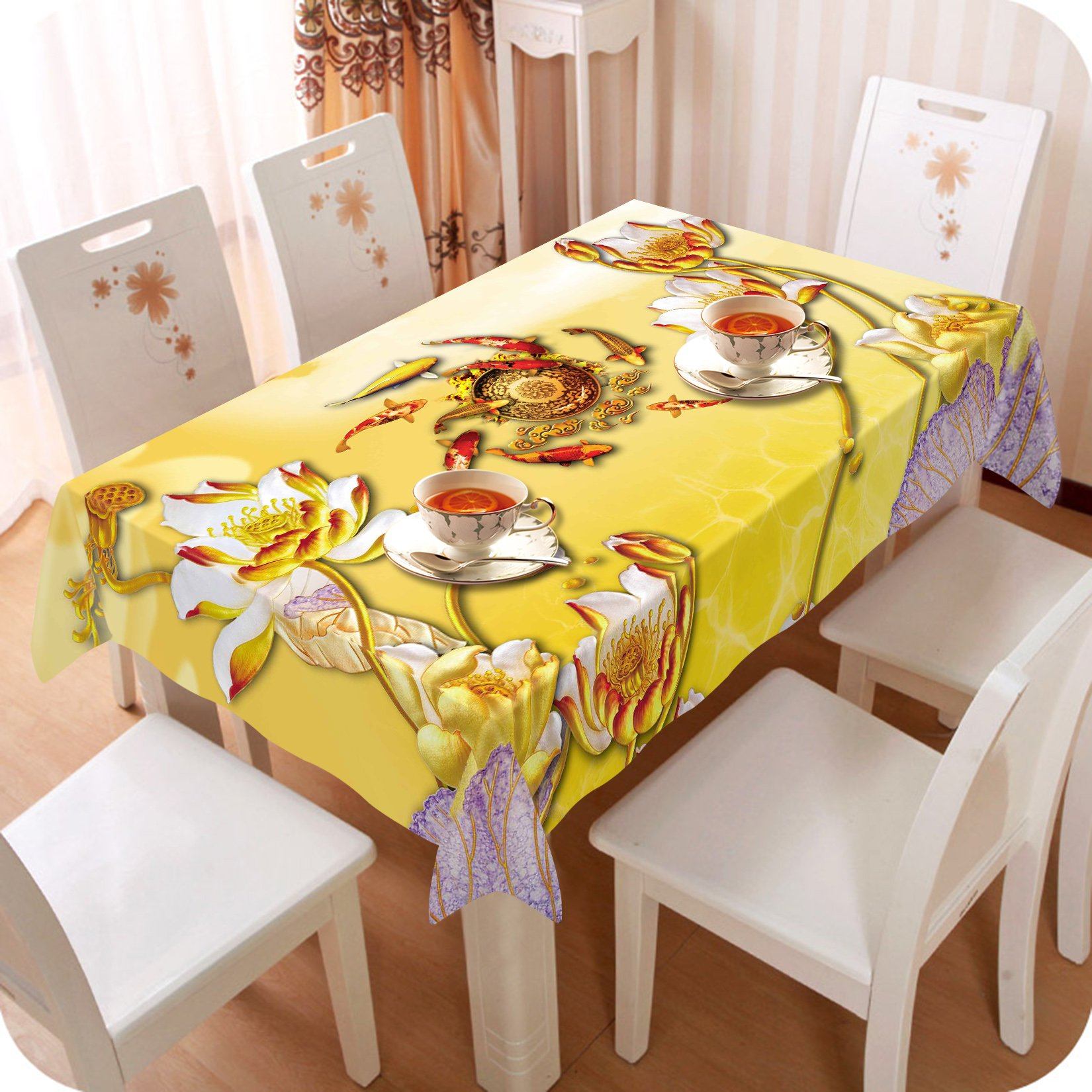 3D Flowers Fishes Gem 202 Tablecloths Wallpaper AJ Wallpaper