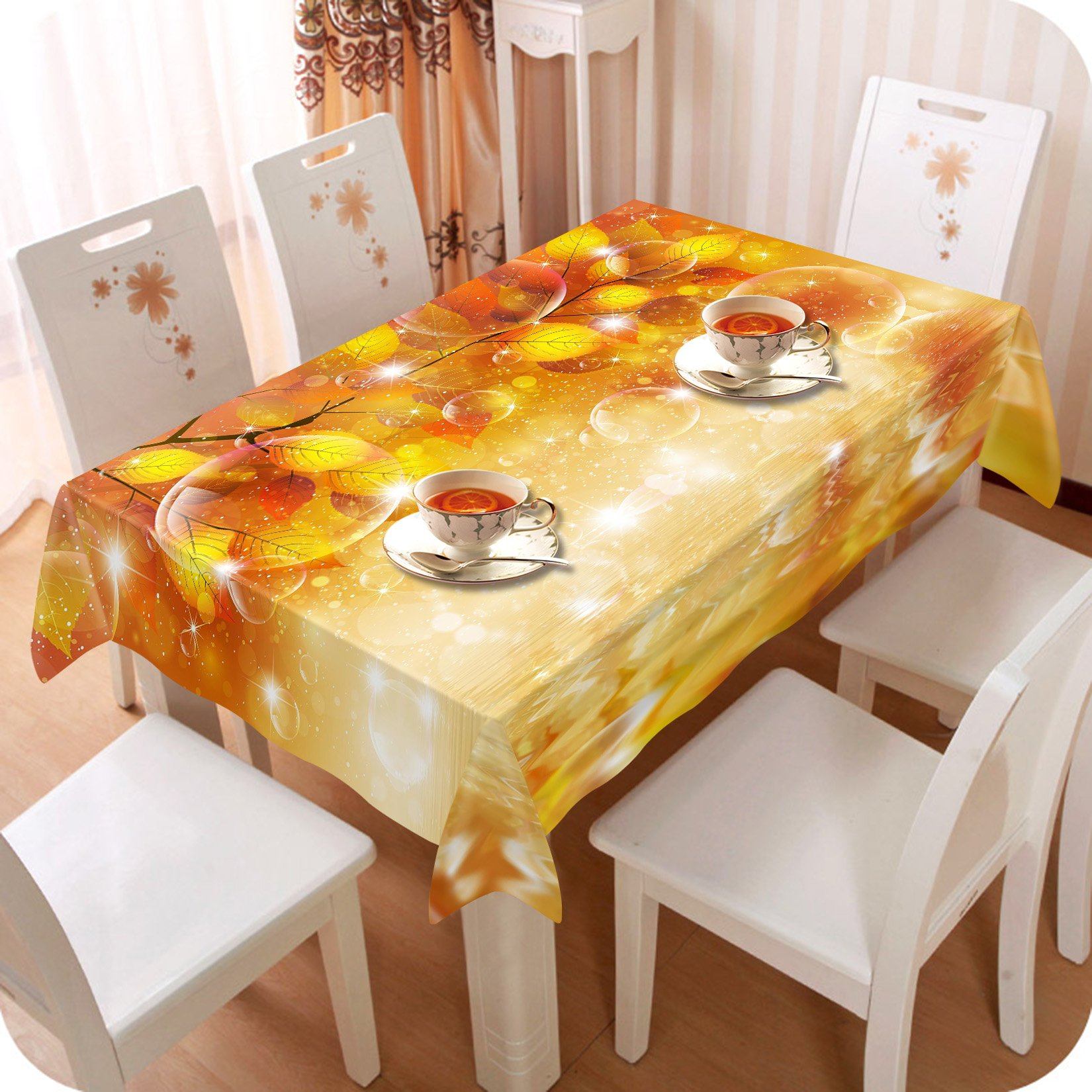 3D Shining Leaves And Bubbles 154 Tablecloths Wallpaper AJ Wallpaper