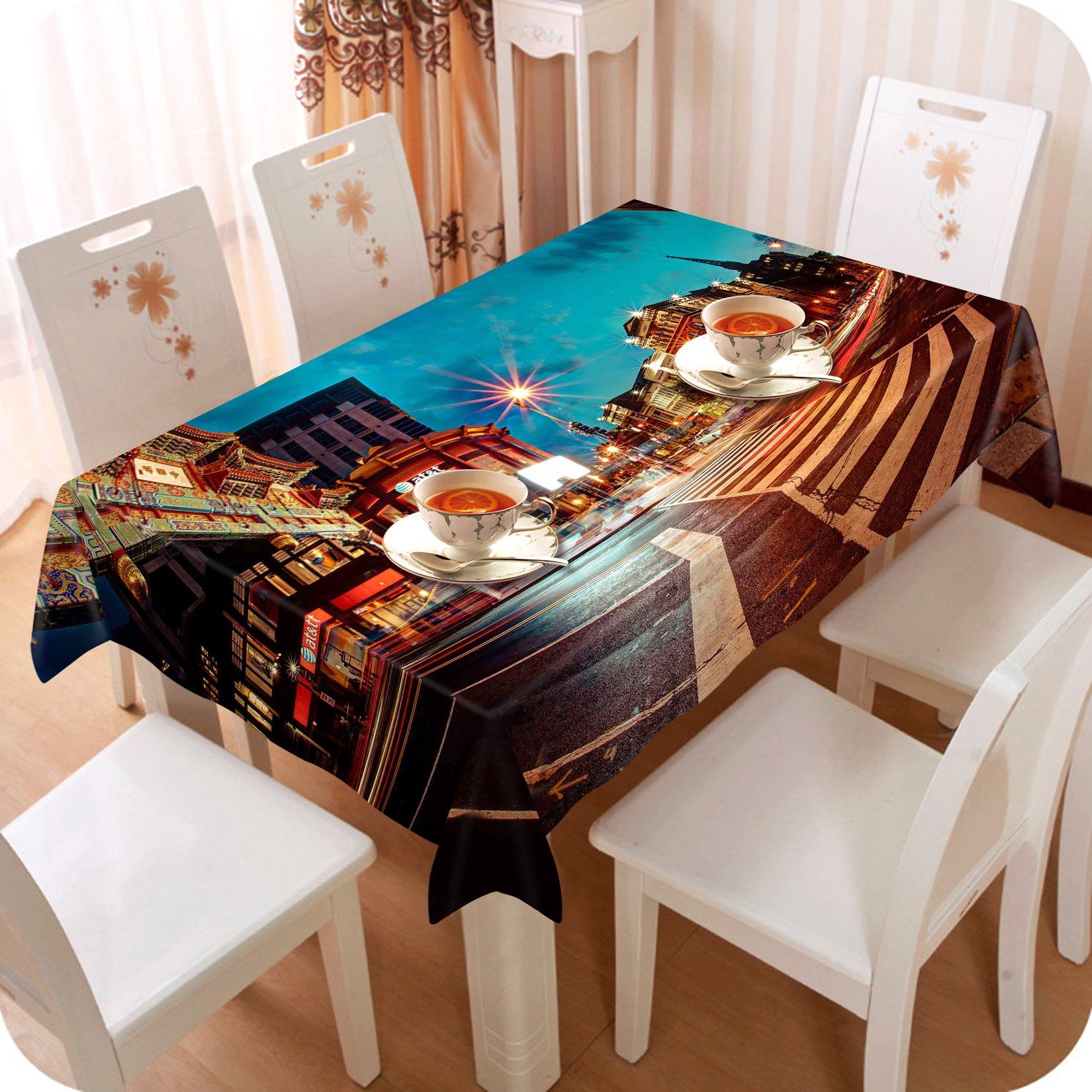 3D City Bright Street 520 Tablecloths Wallpaper AJ Wallpaper