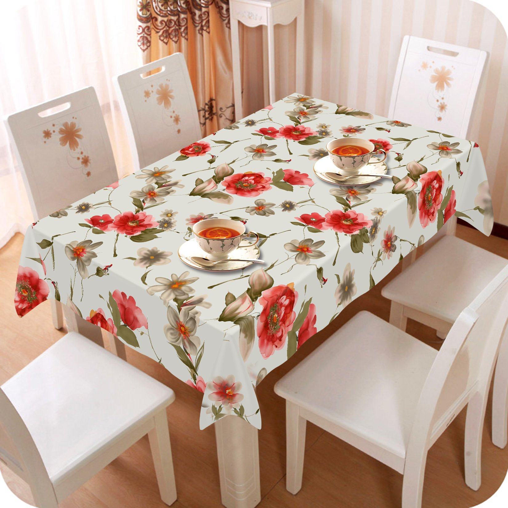 3D Red Flower 275 Tablecloths Wallpaper AJ Wallpaper