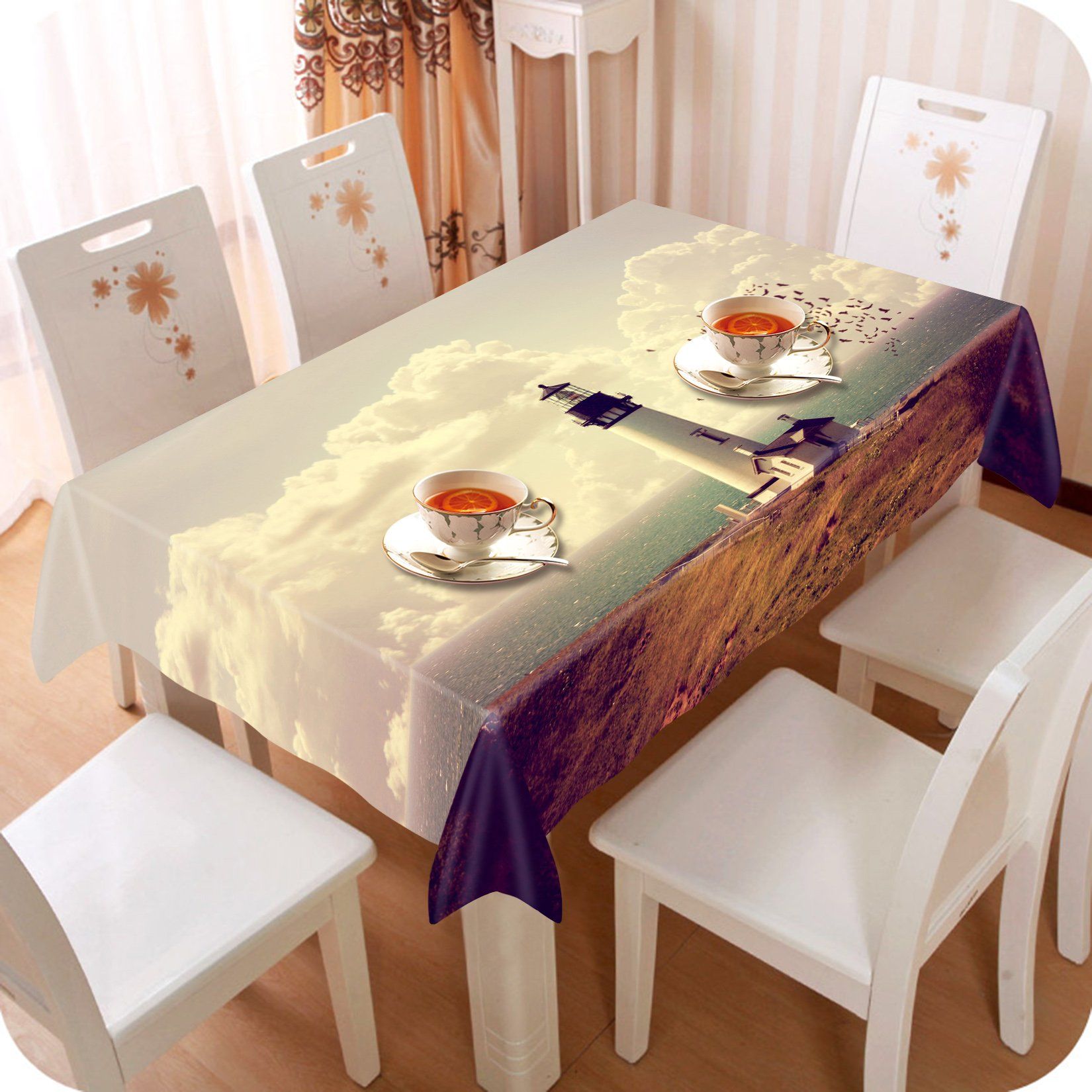 3D Seaside Lighthouse 783 Tablecloths Wallpaper AJ Wallpaper
