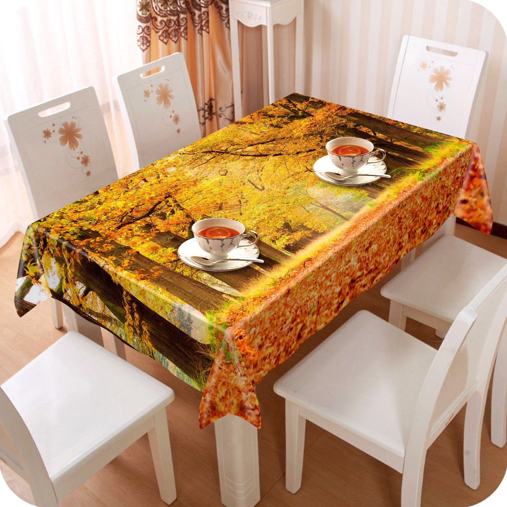 3D Trees Fallen Leaves 740 Tablecloths Wallpaper AJ Wallpaper