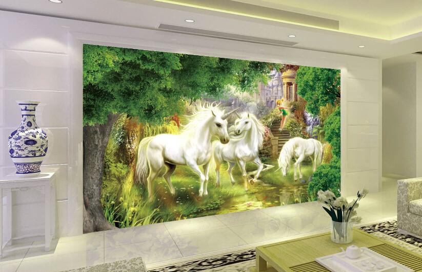 3D Castle And Galloping Horse Wallpaper AJ Wallpaper 1