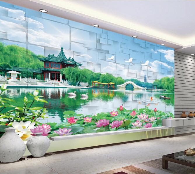 3D Block Landscape Painting Wallpaper AJ Wallpaper 1
