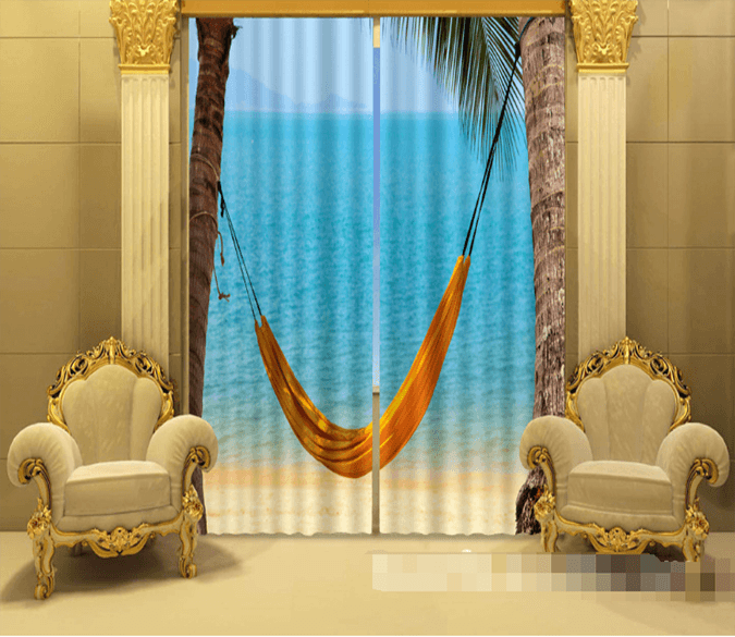 3D Beach Hammock 1158 Curtains Drapes Wallpaper AJ Wallpaper