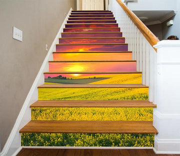 3D Flowers Mountain Sunset 1206 Stair Risers Wallpaper AJ Wallpaper 