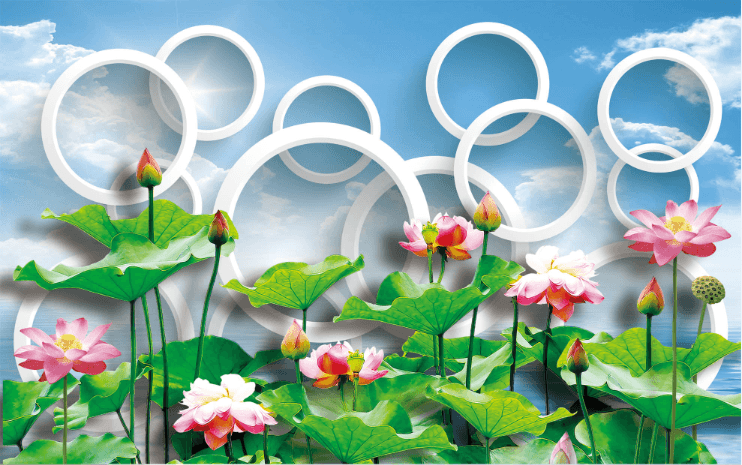 Lotus And Circles Wallpaper AJ Wallpaper 2