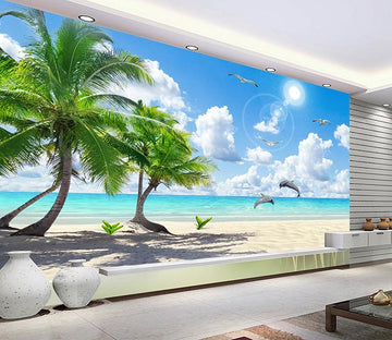 3D Sunlight Coconut Tree 300 Wallpaper AJ Wallpaper 