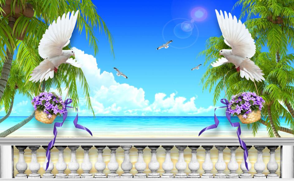 Holding Flower Basket Doves Wallpaper AJ Wallpaper 2