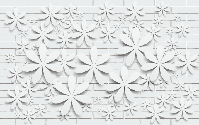 Bricks And Elegant Flowers Wallpaper AJ Wallpaper 2