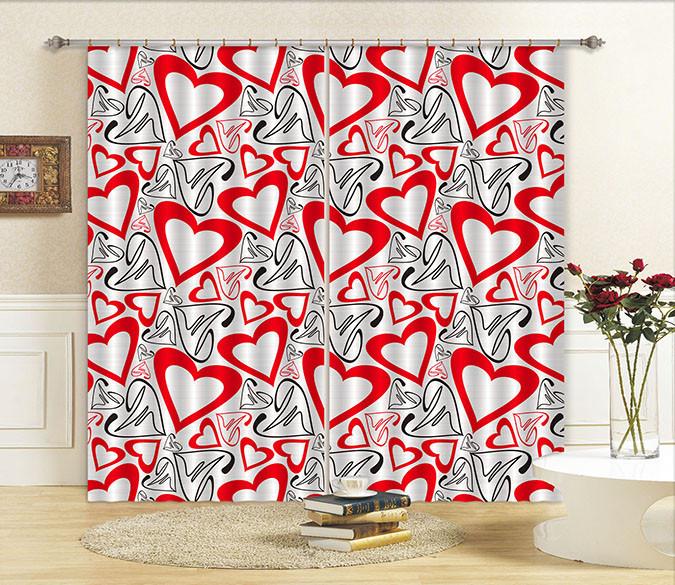 3D Heart Shape Pattern 16 Curtains Drapes Wallpaper AJ Wallpaper 