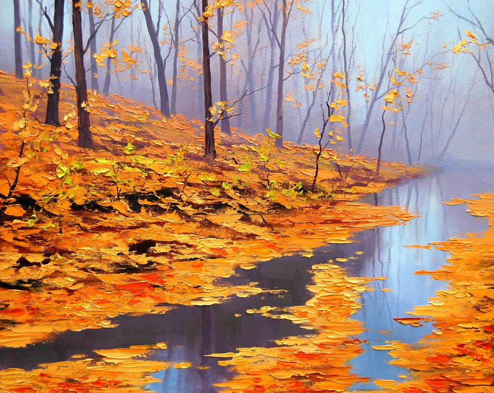 Floating Leaves Painting Wallpaper AJ Wallpaper 2