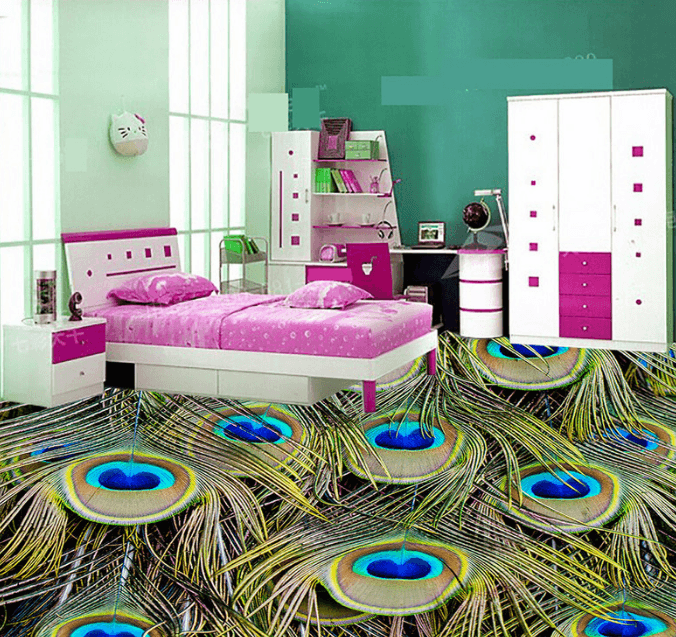 3D Peacock Feather 065 Floor Mural Wallpaper AJ Wallpaper 2